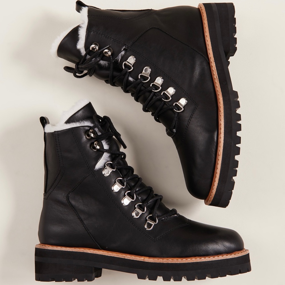 Brand New In Box Never Worn Sol Sana Fur-Lined Combat Boots Size 6